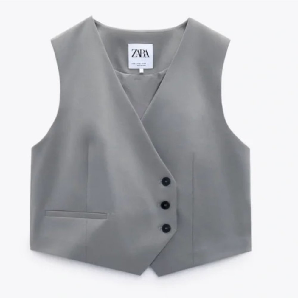 Zara Grey Tailored Sleeveless Vest